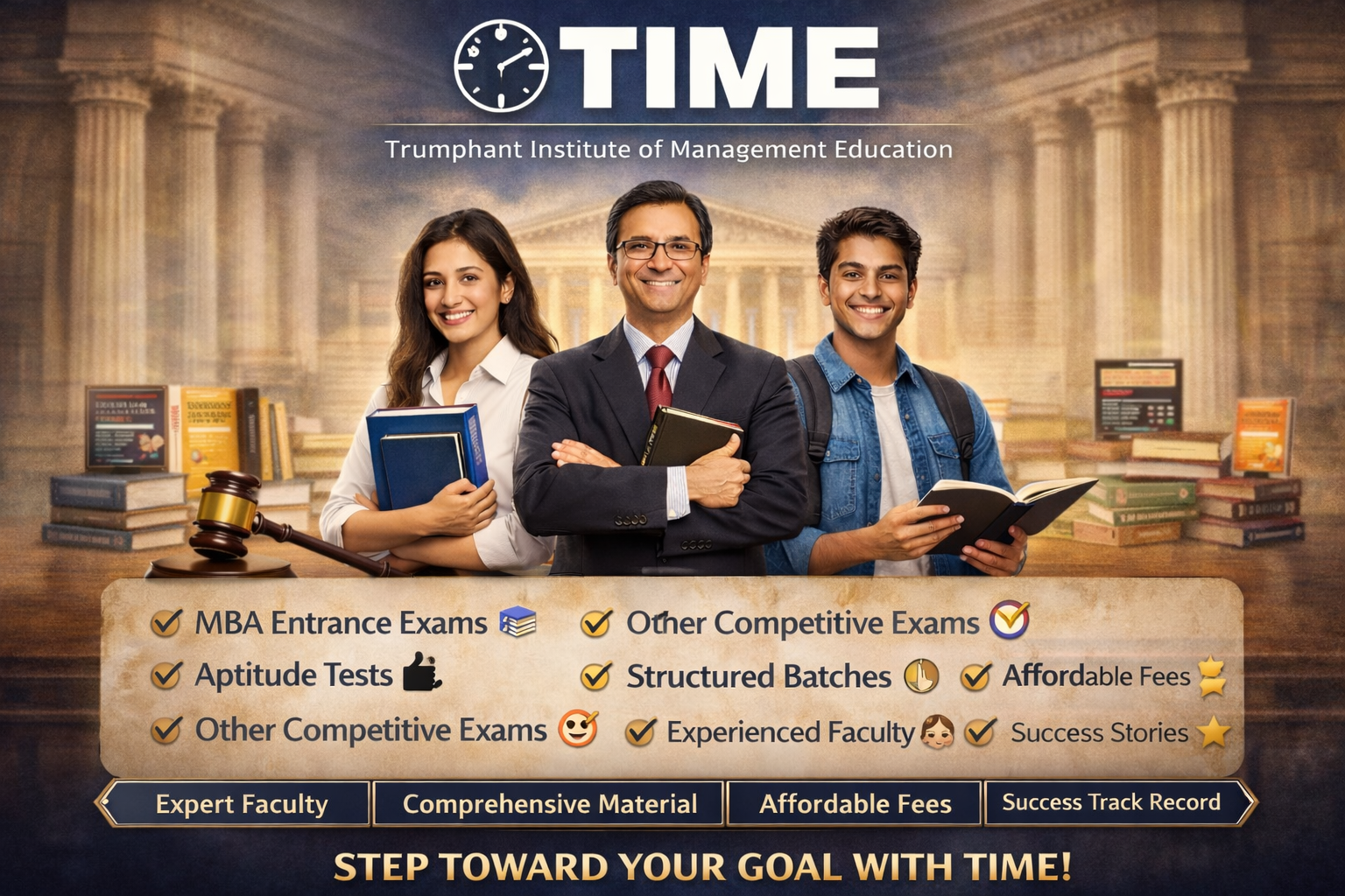 TIME (Courses, Batches, Fees, Reviews, Contact)
