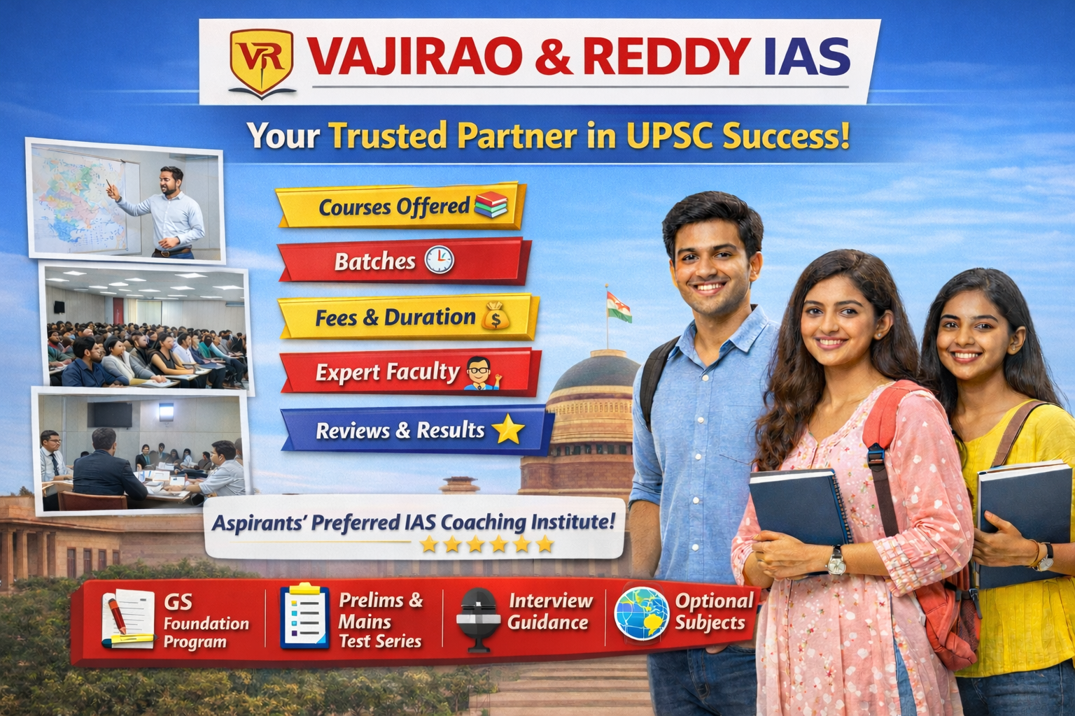 VAJIRAO & REDDY IAS (Courses, Batches, Fees, Reviews, Contact)