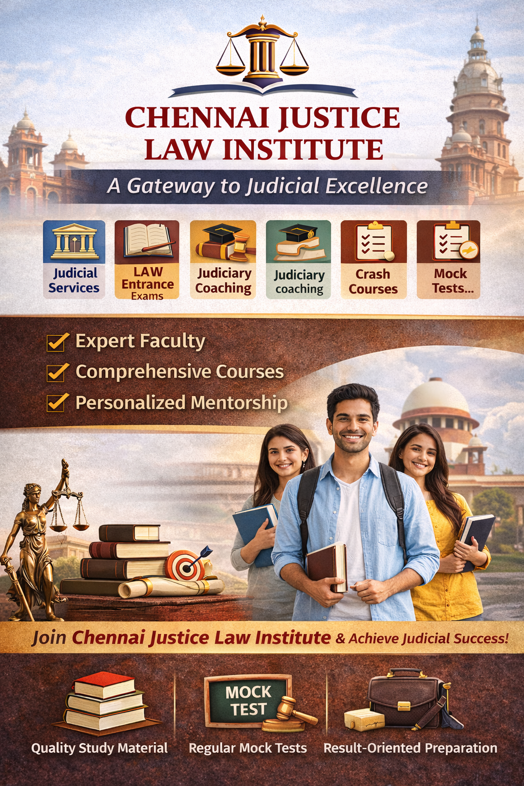 Chennai Justice Law Institute (Courses, Batches, Fees, Reviews, Contact)